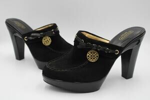 Size 9 - VTG Coach Jodey Signature Mule Black Suede - A3622
